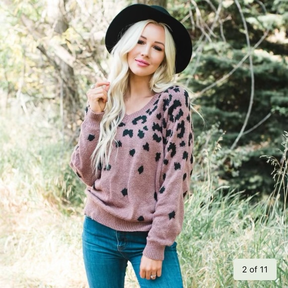 Sweaters - Leopard Print Tunic Sweater